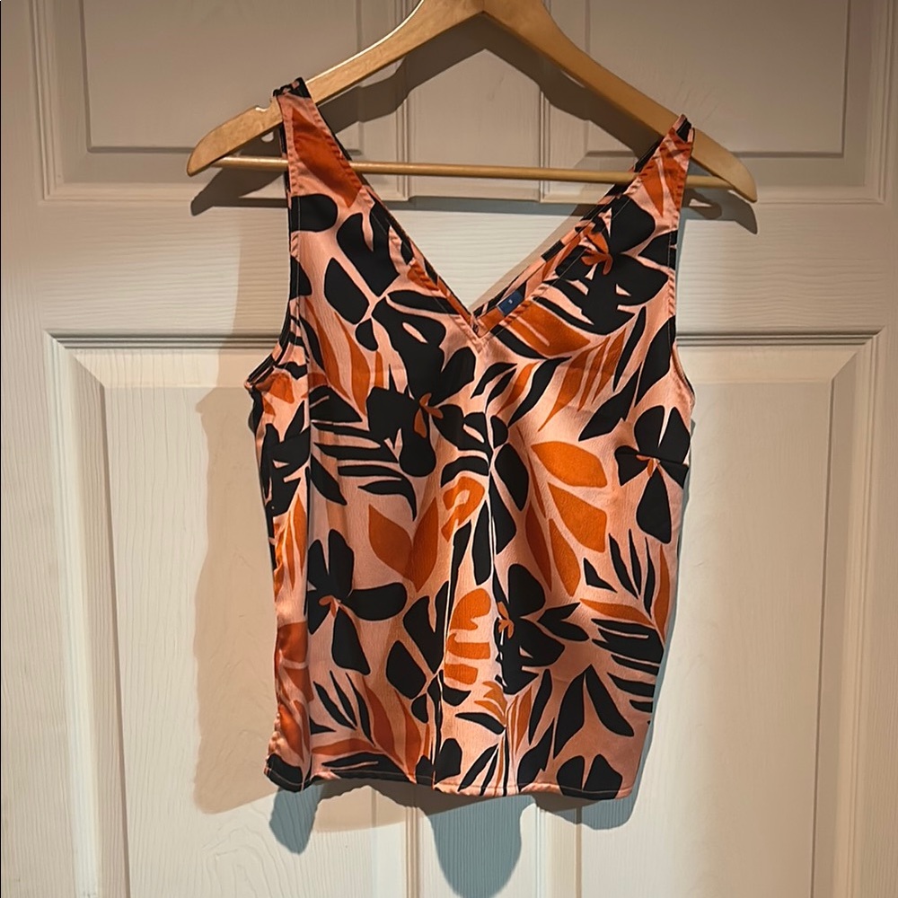 Old Navy Orange and Black Graphic Fitted Camisole